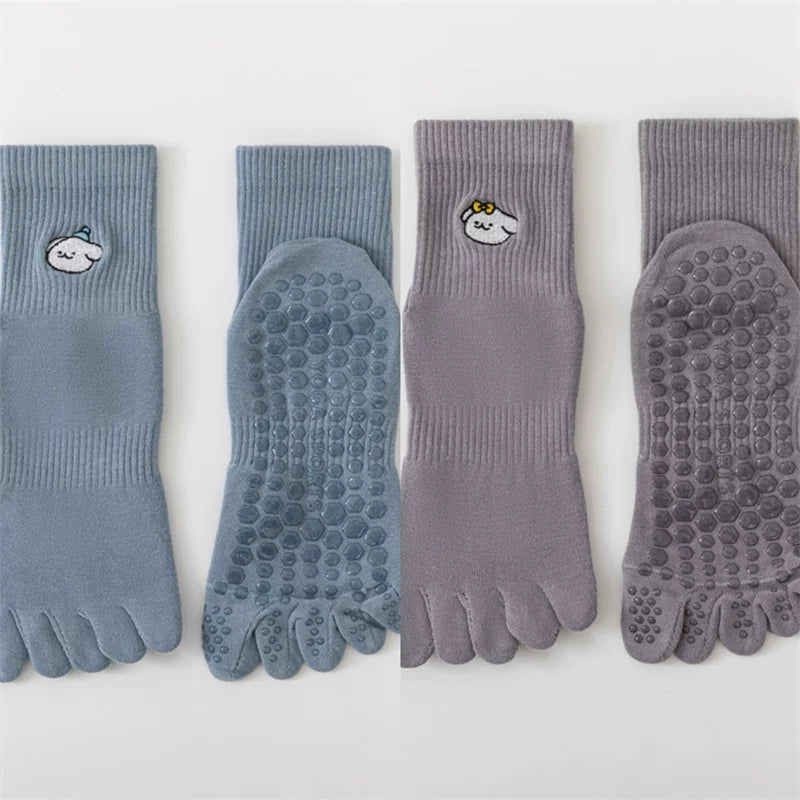 Findszx | Women’s Mid-Calf Five-Toe Cotton Yoga Socks with Grip for Pilates & Indoor Training