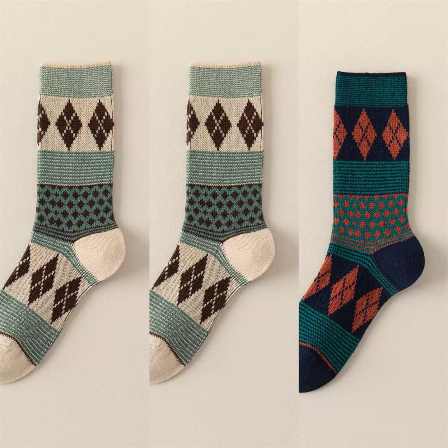 Findszx | Women’s Double-Knit Mid-Calf Cotton Socks with Soft Pile Texture for Spring & Autumn Wear