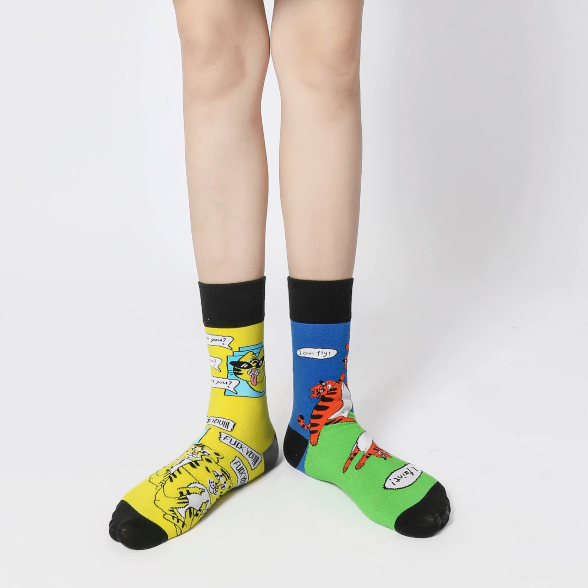Findszx | Women’s Asymmetrical Mid-Calf Cotton Socks with Modern Design for Everyday Wear