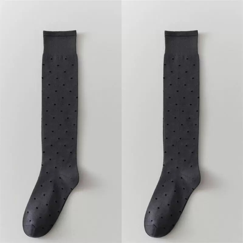 Findszx | Women’s Polka Dot Cotton Calf Socks with Light Pile Texture for Spring & Autumn Wear