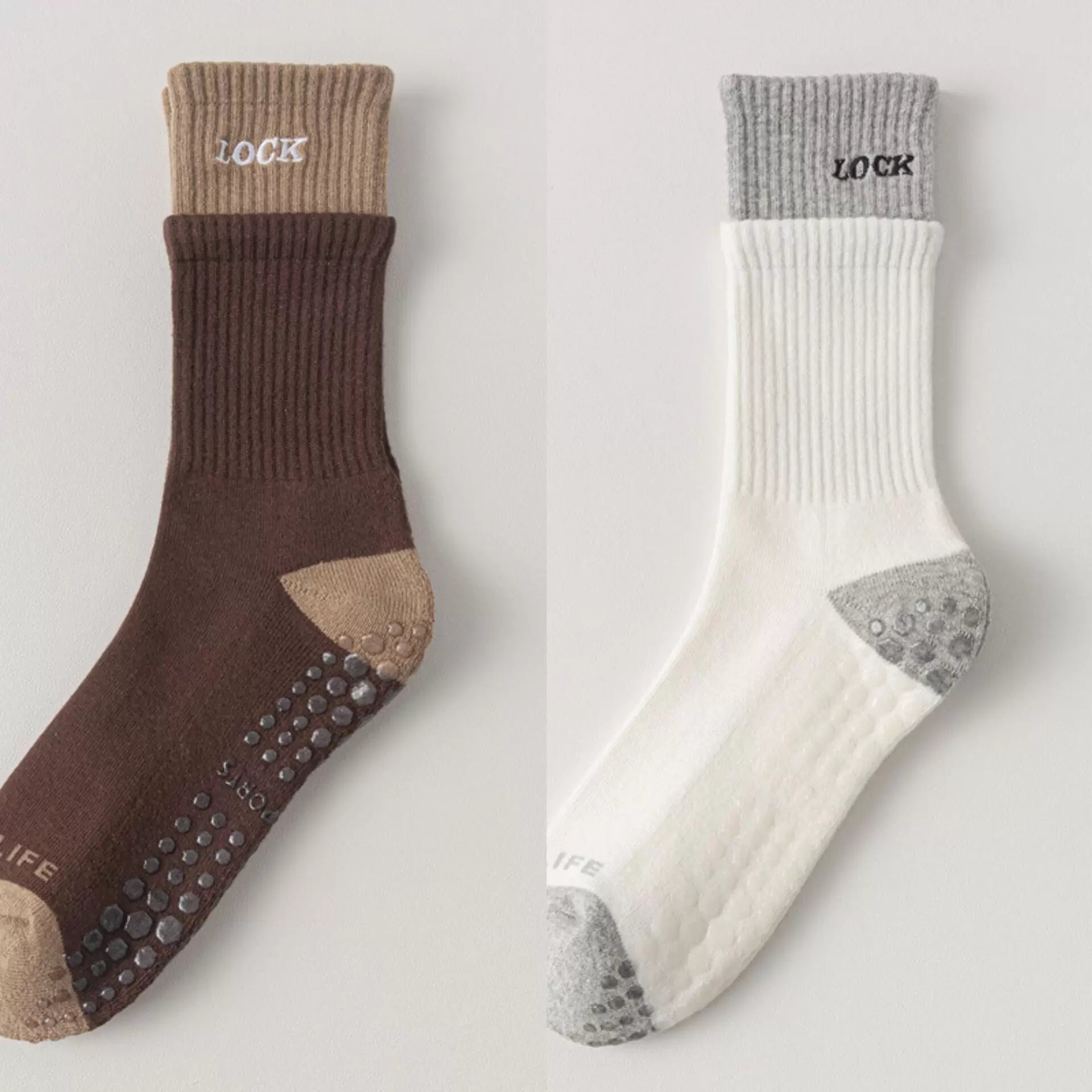 Findszx | Women’s Cushioned Mid-Calf Cotton Yoga Socks with Grip for Pilates & Indoor Fitness