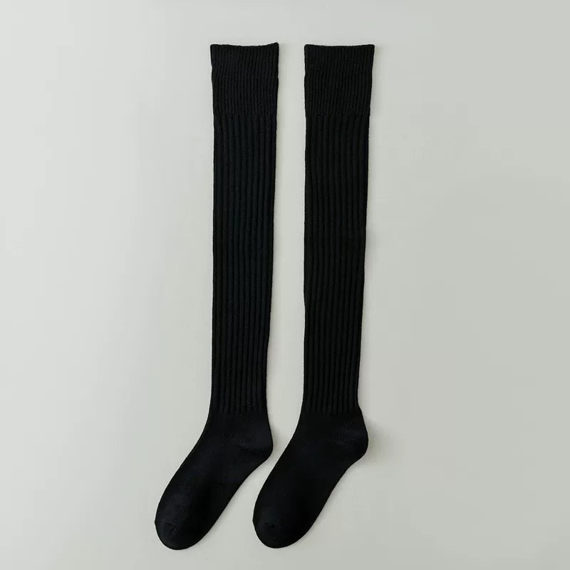 Findszx | Women’s Over-the-Knee Ribbed Cotton Socks with Soft Texture for Autumn & Winter Wear