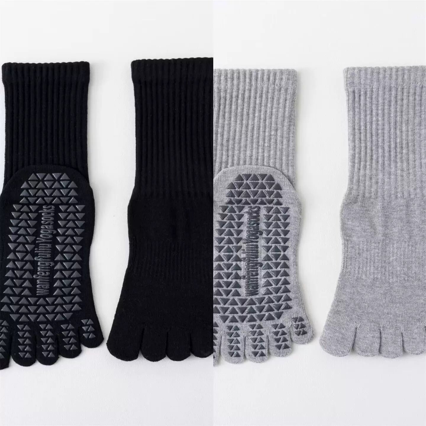 Findszx | Women’s Solid Color Mid-Calf Five-Toe Yoga Socks with Grip for Pilates & Indoor Fitness