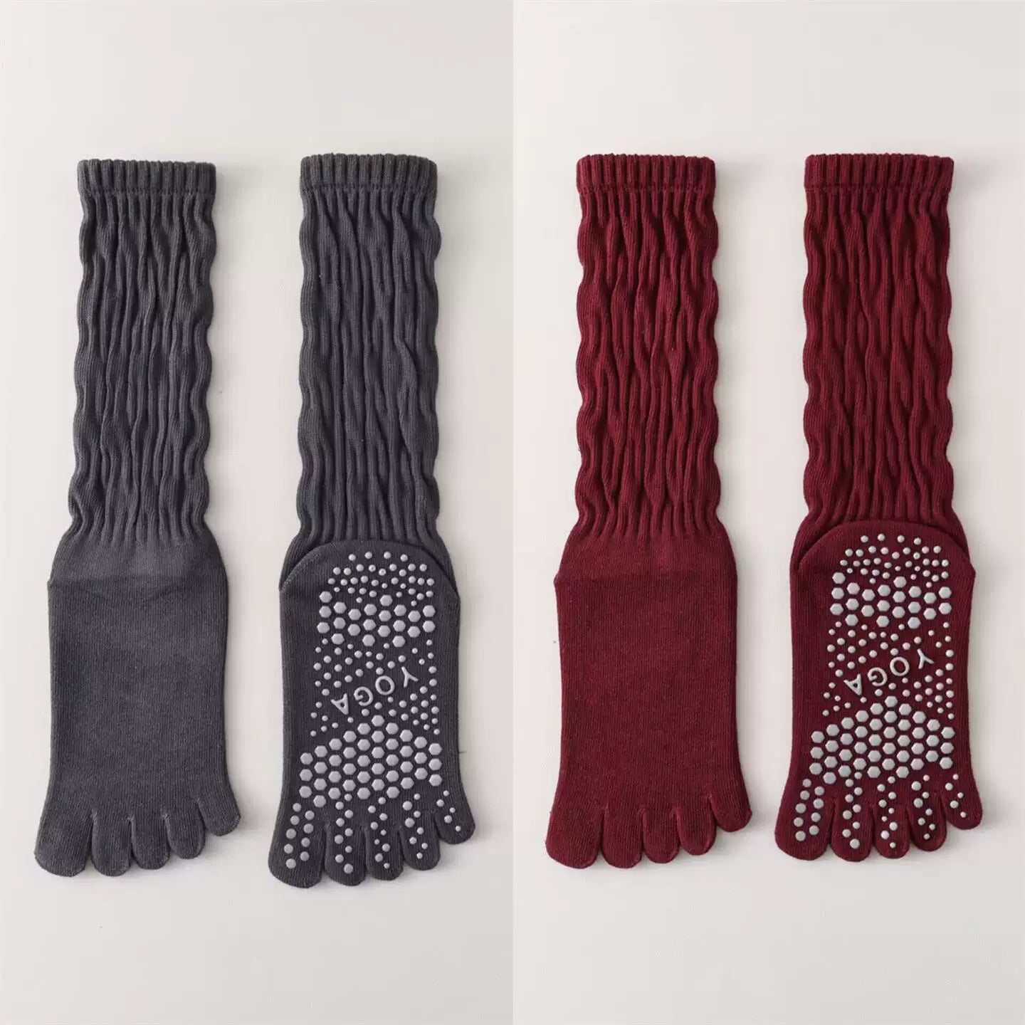 Findszx | Five-Toe Calf Socks for Yoga & Pilates Wear, Clean Minimal Design, Everyday Active Style