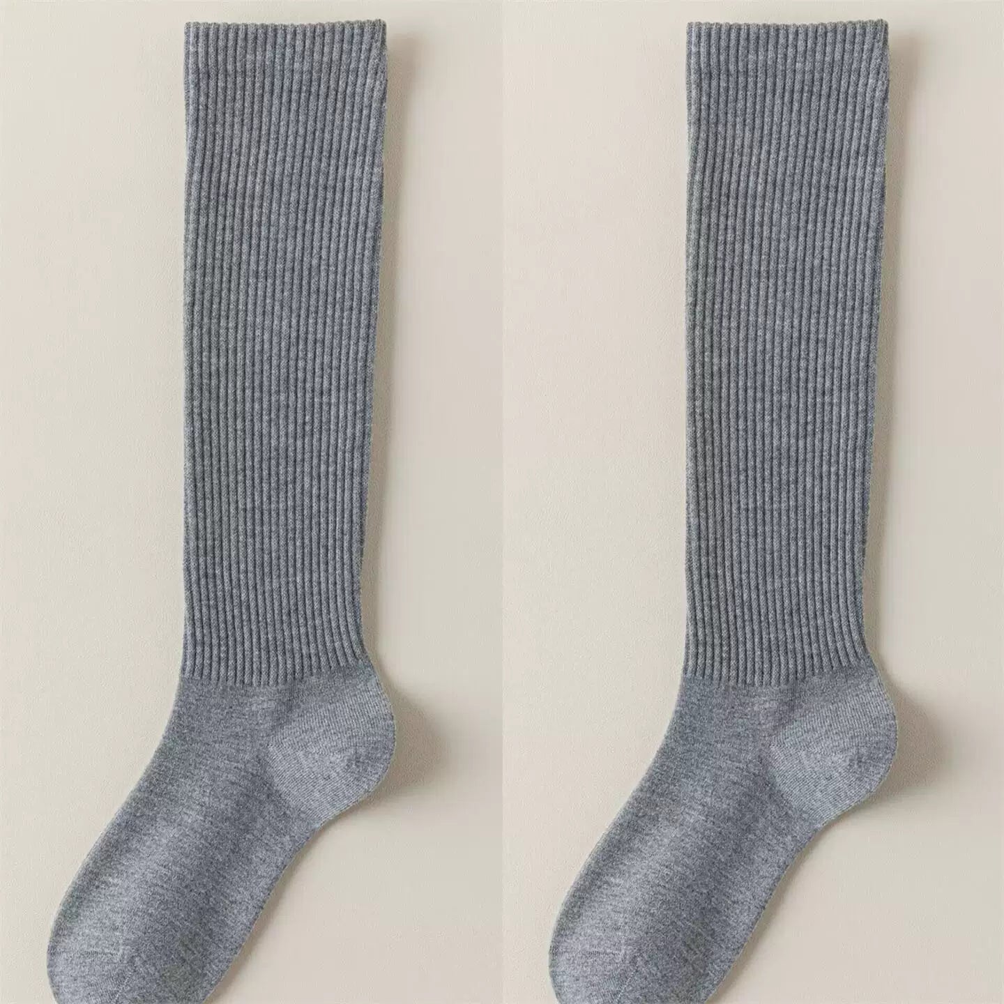 Findszx | Women’s Warm Wool-Blend Knee-High Socks with Striped Design for Autumn & Winter Wear