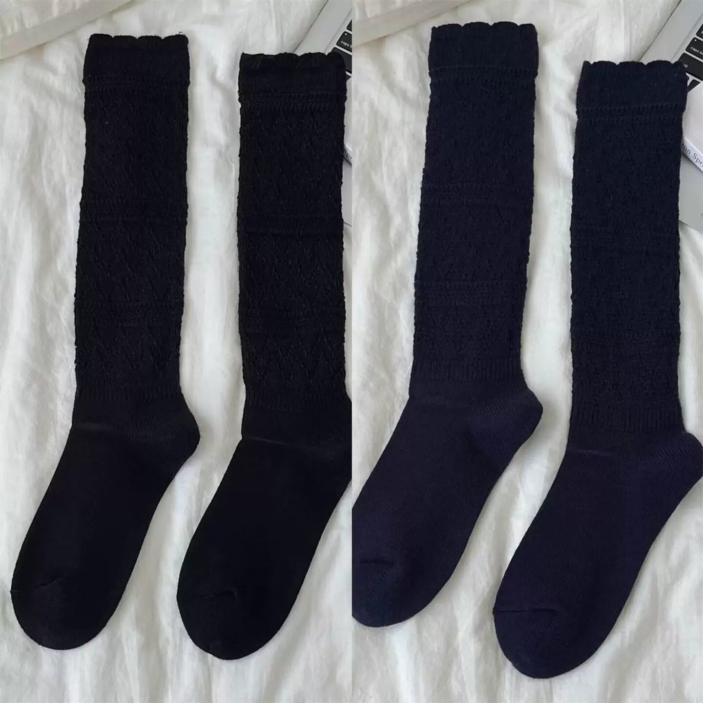 Findszx | Women’s Ballet-Inspired Lace Calf Socks with Textured Knit for Autumn & Winter Wear