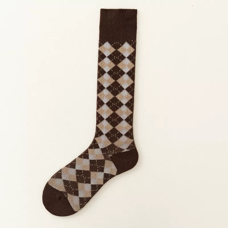 Findszx | Women’s Letter-Detail Calf Cotton Socks with Double-Knit Texture for Autumn & Winter Wear