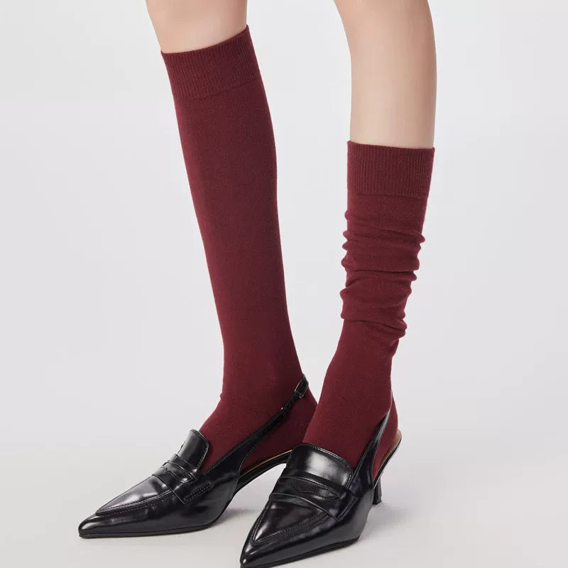 Angora Red Socks Spring And Autumn Female Zodiac Year Red Pile Stockings Burgundy Angora Red Calf Socks Cotton