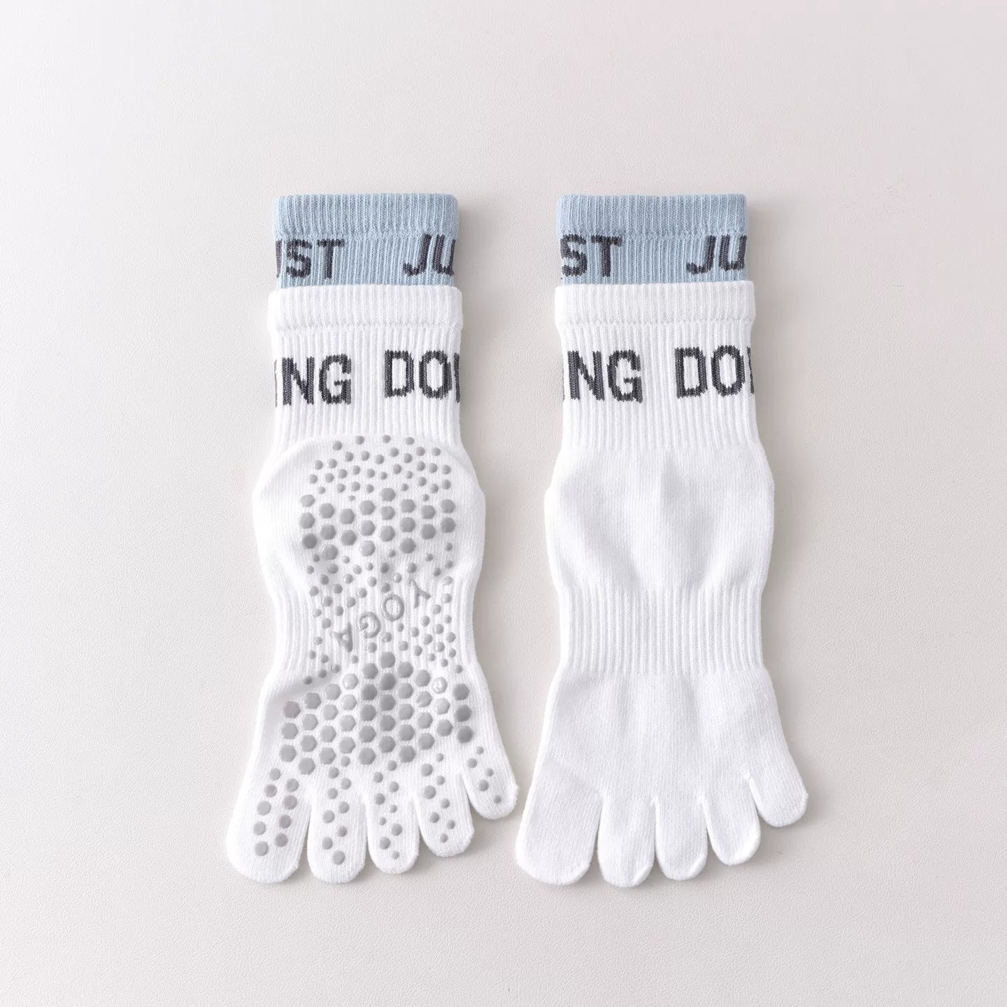 Findszx | Women’s Color-Block Mid-Calf Five-Toe Yoga Socks with Grip for Pilates & Indoor Fitness