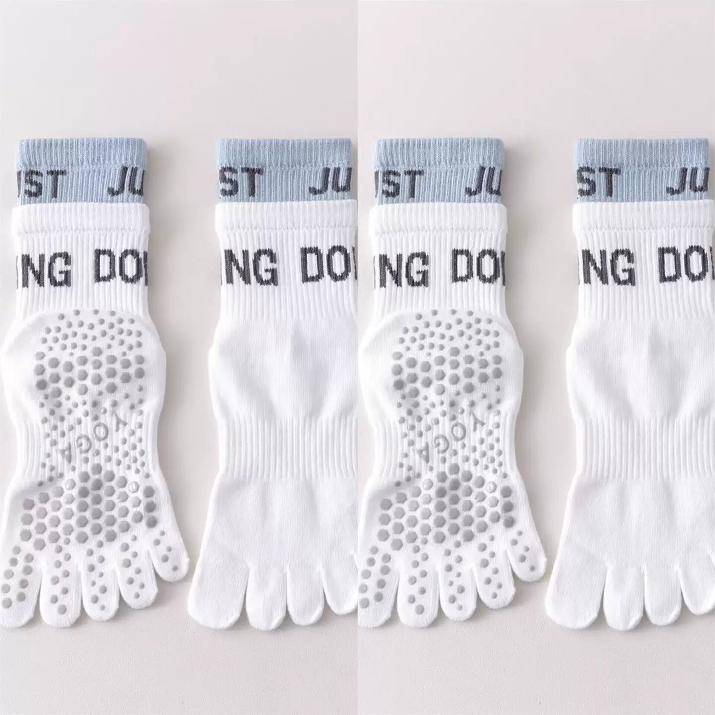 Findszx | Women’s Color-Block Mid-Calf Five-Toe Yoga Socks with Grip for Pilates & Indoor Fitness