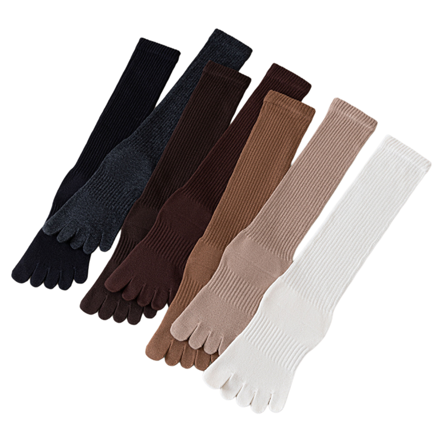 Findszx | Women’s Split-Toe Long Calf Socks in Warm Neutral Tones for Spring & Autumn Styling