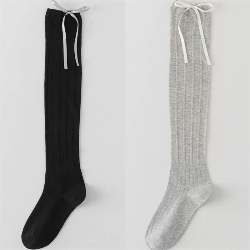 Findszx | Women’s Ballet-Inspired Hollow Knit Calf Socks with Bow Detail for Spring & Summer Wear