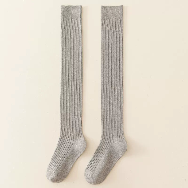 Autumn And Winter Ballet Wide Calf Socks For Women, Korean Version Jk Thickened Long Over-The-Knee Socks, Slim Vertical Strips, Non-Slip High Socks, Cotton