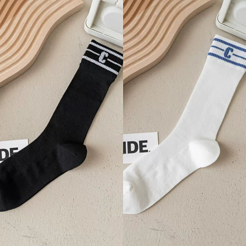 Findszx | Women’s Ultra-Light Mid-Calf Mesh Cotton Socks with Letter Detail for Spring & Summer Wear