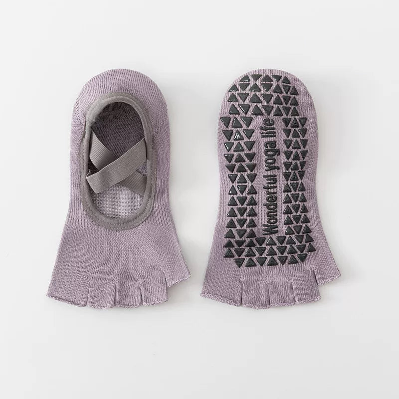 Findszx | Women’s Short-Cuff Open-Toe Five-Toe Yoga Socks with Grip for Pilates & Indoor Fitness