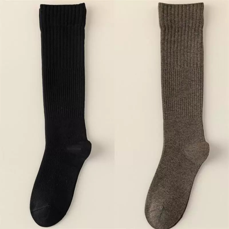 Findszx | Women’s Striped Knee-Length Cotton Socks with Seamless Knit for Spring & Autumn Wear