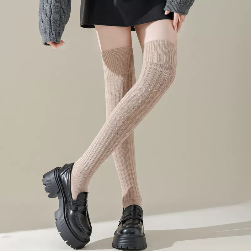 Findszx | Women’s Over-the-Knee Ribbed Cotton Socks with Soft Texture for Autumn & Winter Wear