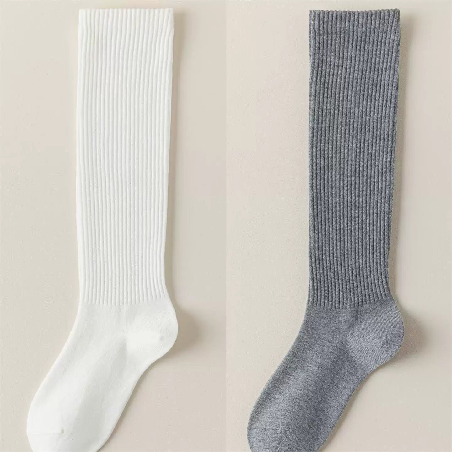 Findszx | Women’s Warm Wool-Blend Knee-High Socks with Striped Design for Autumn & Winter Wear