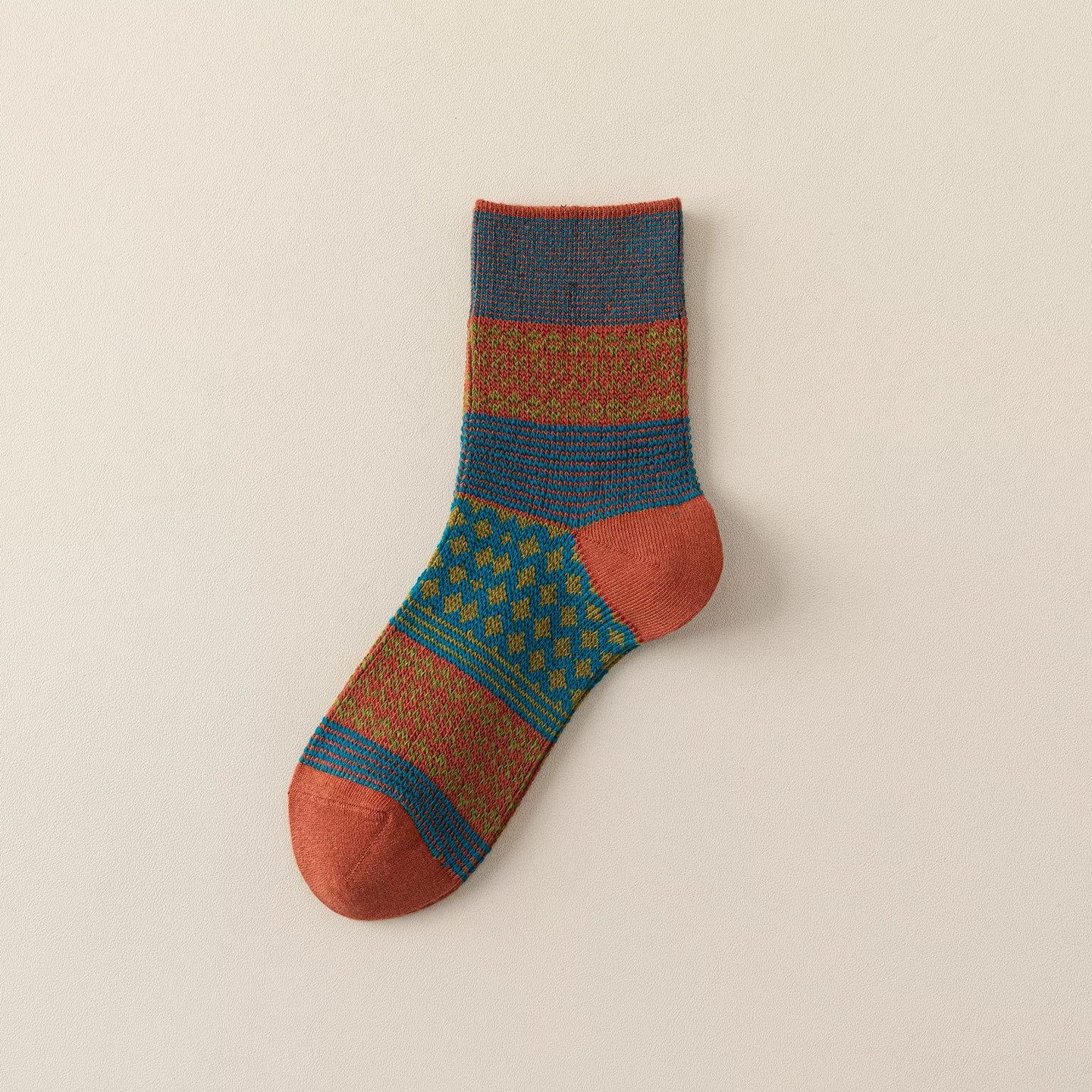 Findszx | Women’s Mid-Calf Cotton Socks with Double-Knit Pile Texture for Autumn & Winter Wear