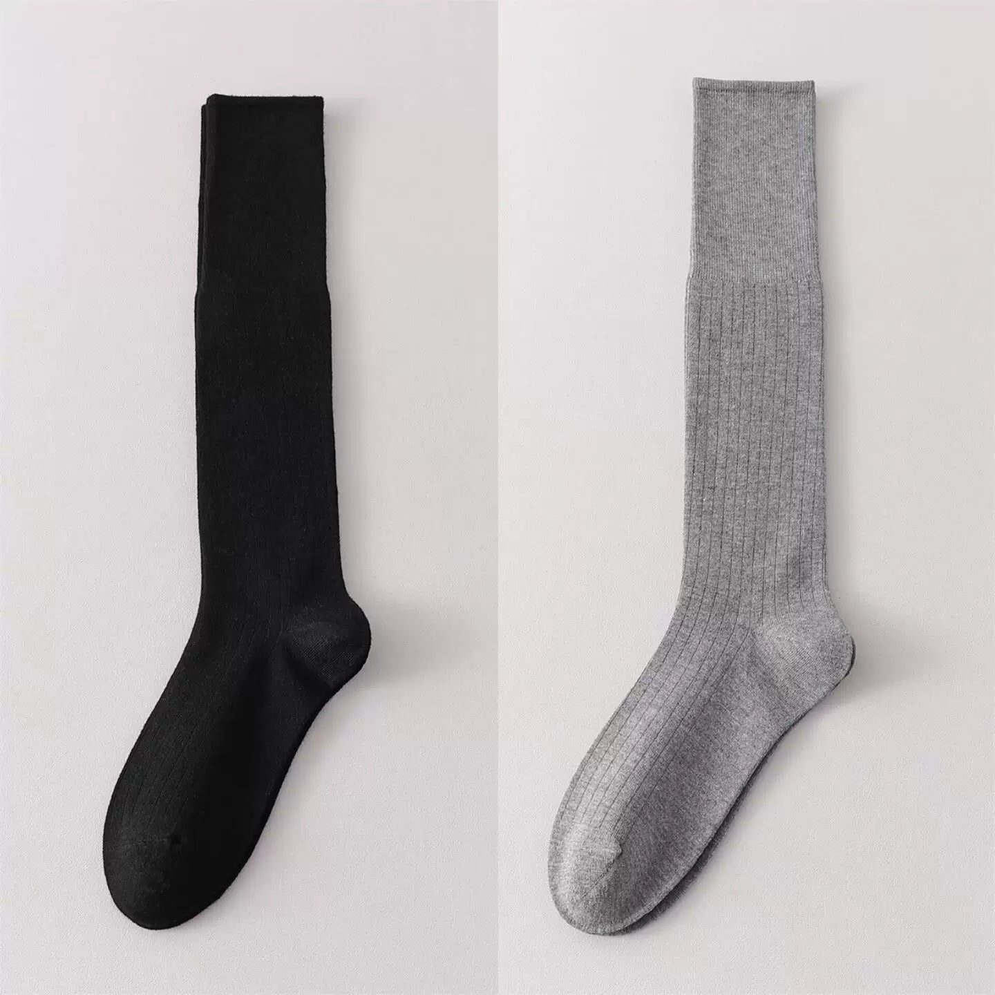 Findszx | Women’s Lightweight Wool-Blend Calf Socks in Solid Colors for Spring & Autumn Wear