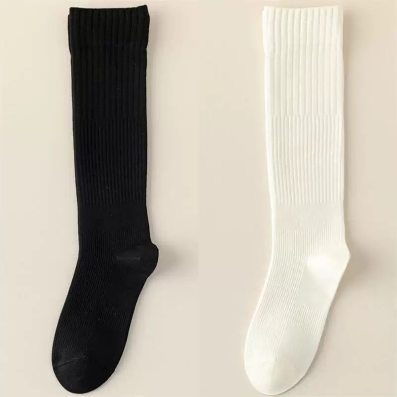 Findszx | Women’s Striped Knee-Length Cotton Socks with Seamless Knit for Spring & Autumn Wear
