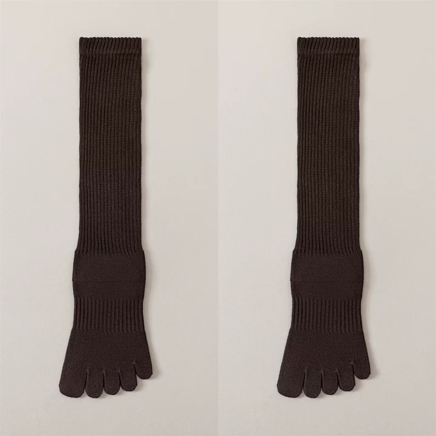 Findszx | Women’s Split-Toe Long Calf Socks in Warm Neutral Tones for Spring & Autumn Styling