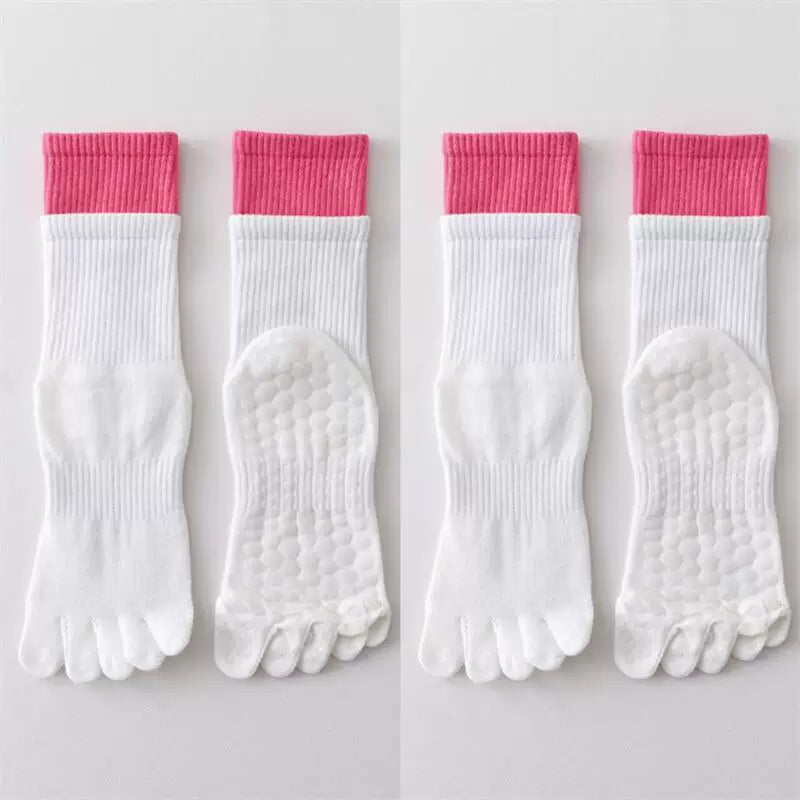 Findszx | Women’s Mid-Calf Five-Toe Yoga Socks with Grip for Pilates, Dance & Indoor Training
