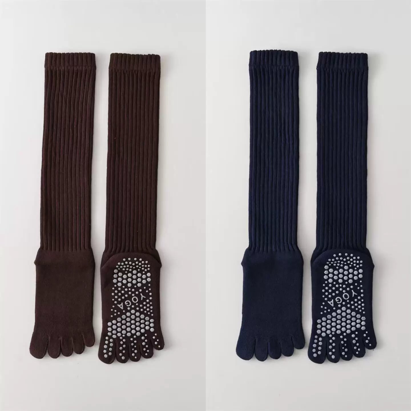 Findszx | Women’s Warm Long-Calf Five-Toe Yoga Socks with Grip for Pilates & Indoor Fitness