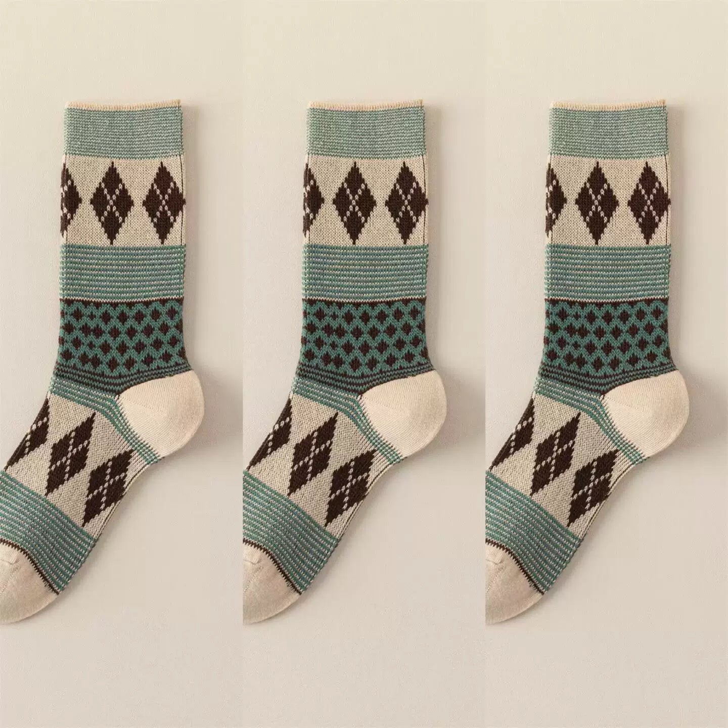 Findszx | Women’s Double-Knit Mid-Calf Cotton Socks with Soft Pile Texture for Spring & Autumn Wear