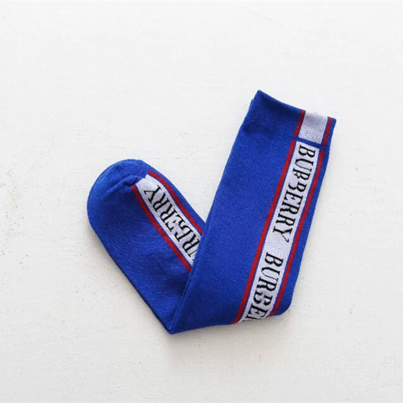 Findszx | Letter Stripe Mid-Calf Socks for Women, Sport-Inspired Knit Design, Spring & Autumn Daily Wear