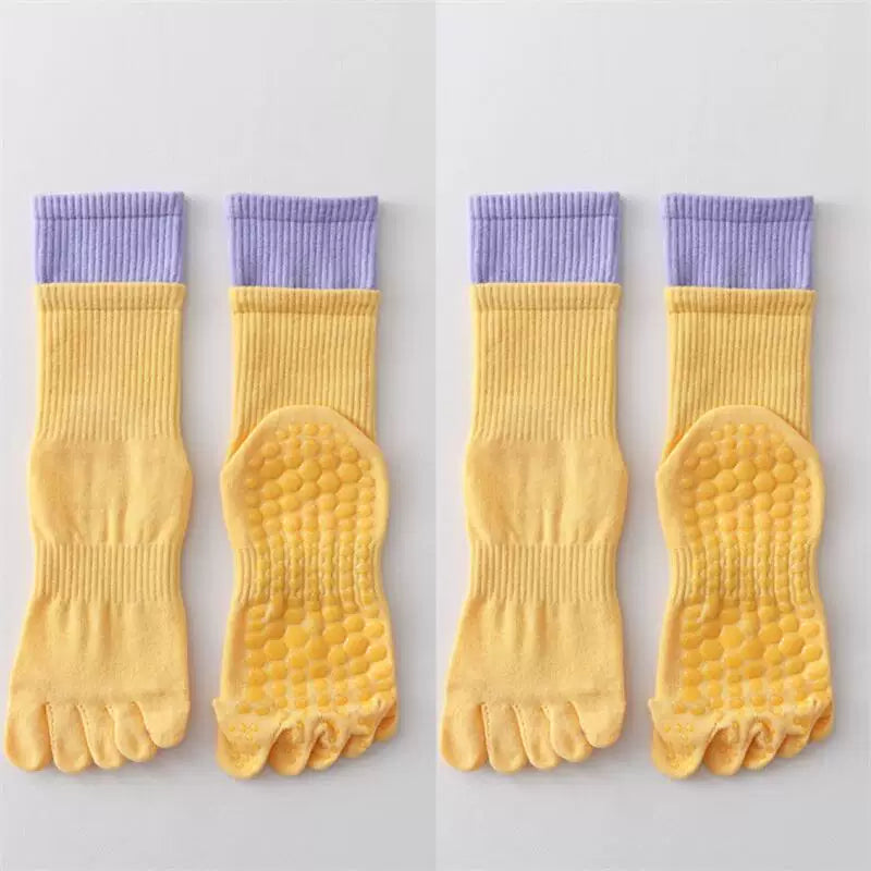Findszx | Women’s Mid-Calf Five-Toe Yoga Socks with Grip for Pilates, Dance & Indoor Training