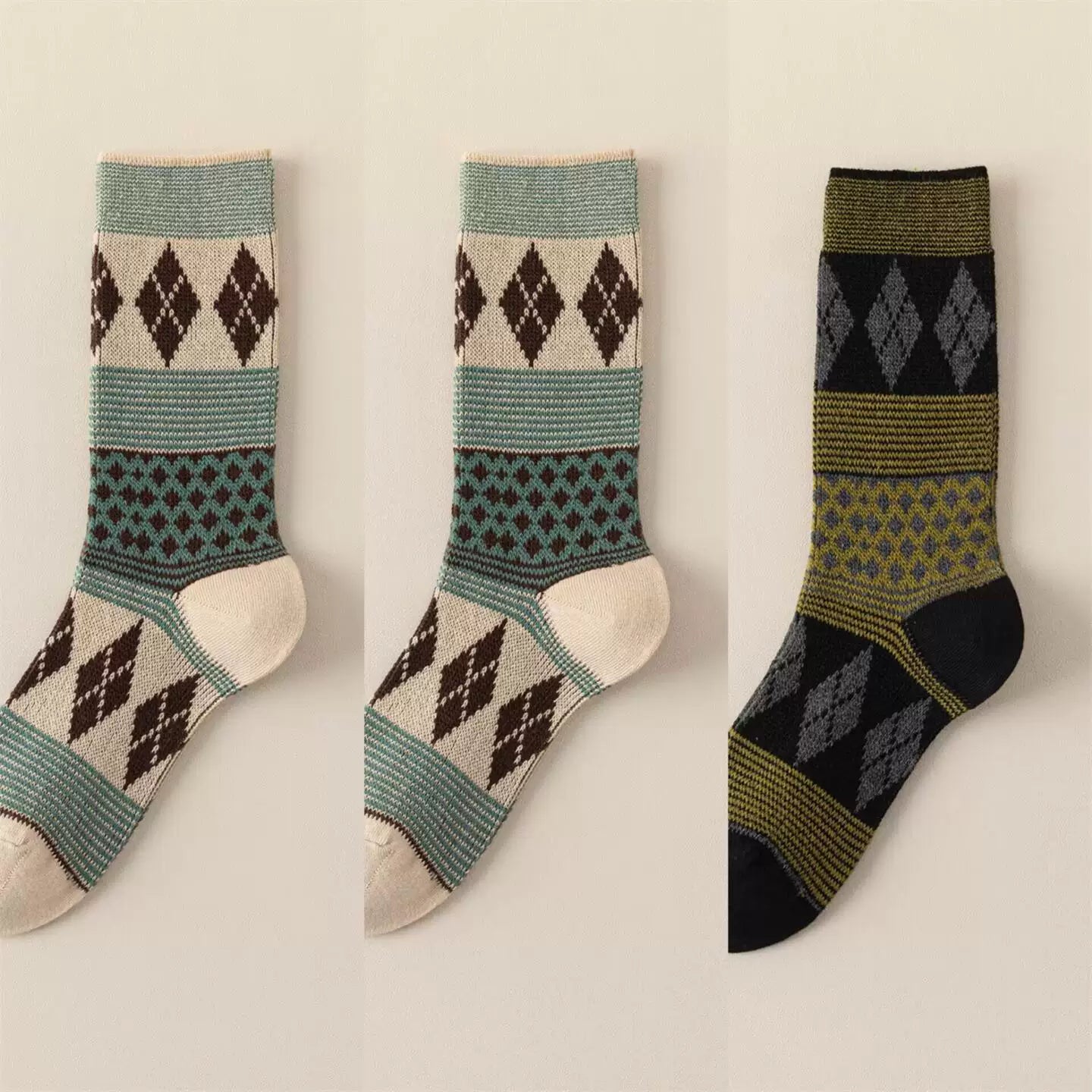 Findszx | Women’s Double-Knit Mid-Calf Cotton Socks with Soft Pile Texture for Spring & Autumn Wear