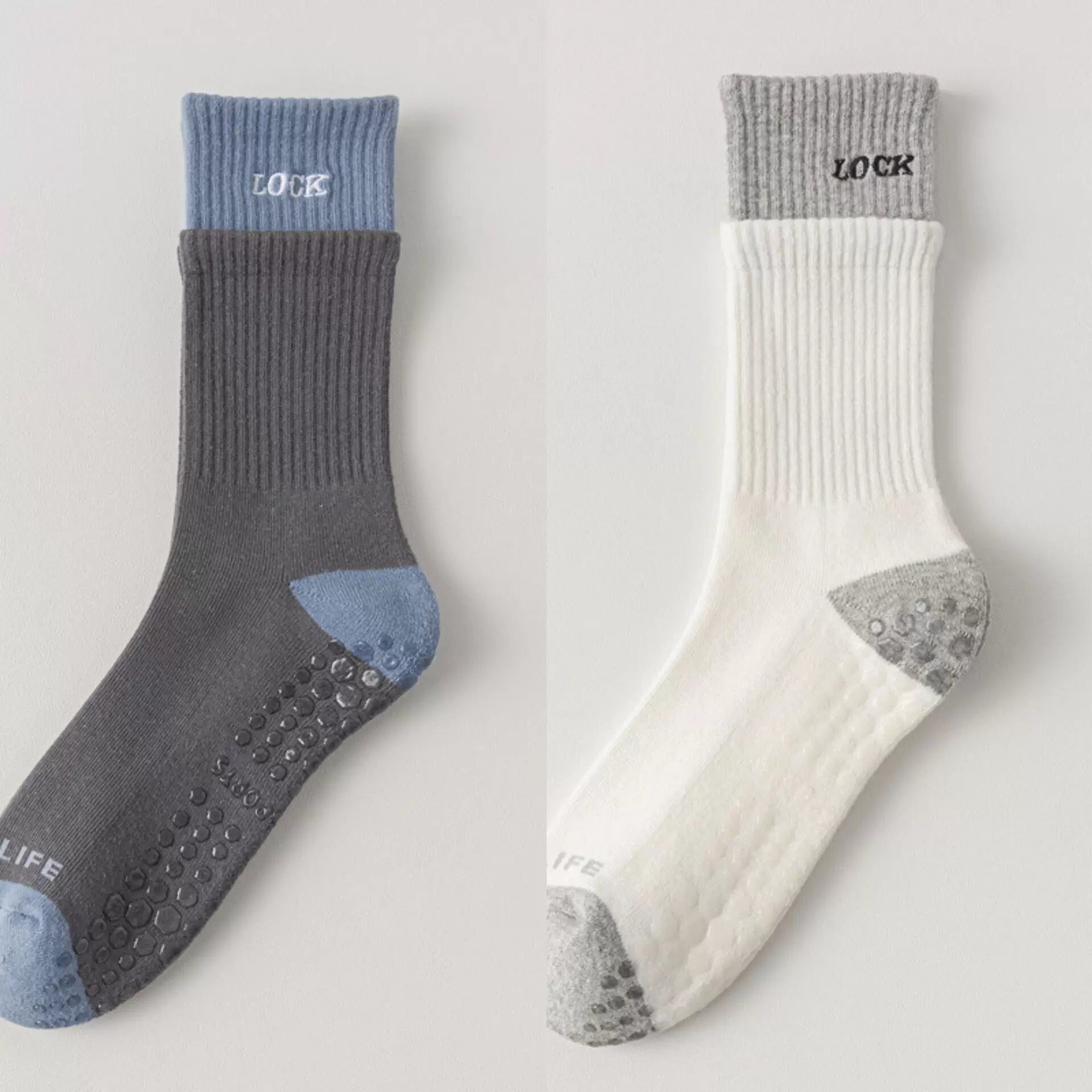 Findszx | Women’s Cushioned Mid-Calf Cotton Yoga Socks with Grip for Pilates & Indoor Fitness