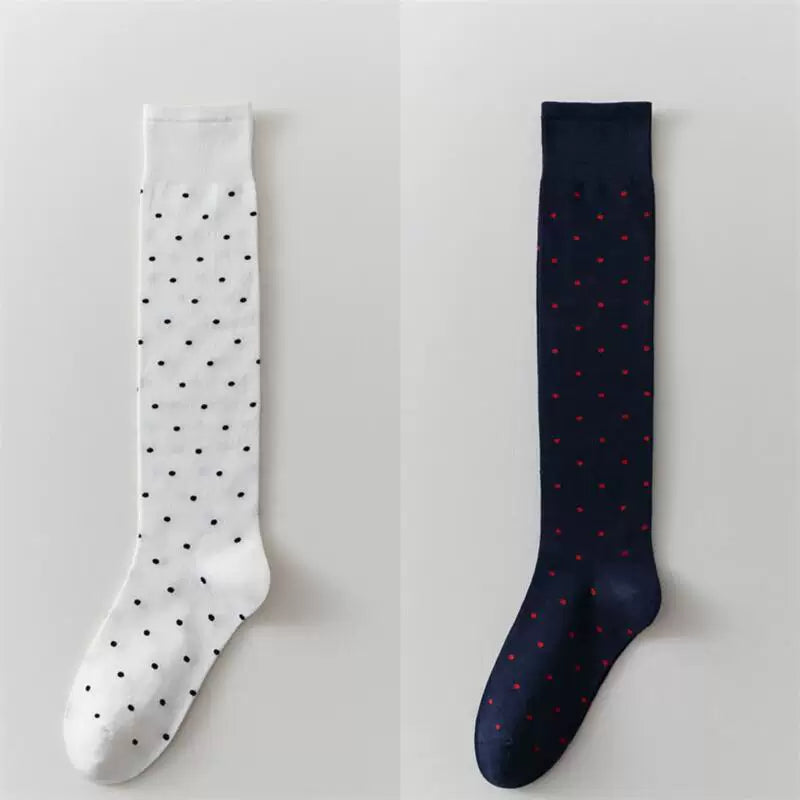 Findszx | Women’s Polka Dot Cotton Calf Socks with Light Pile Texture for Spring & Autumn Wear