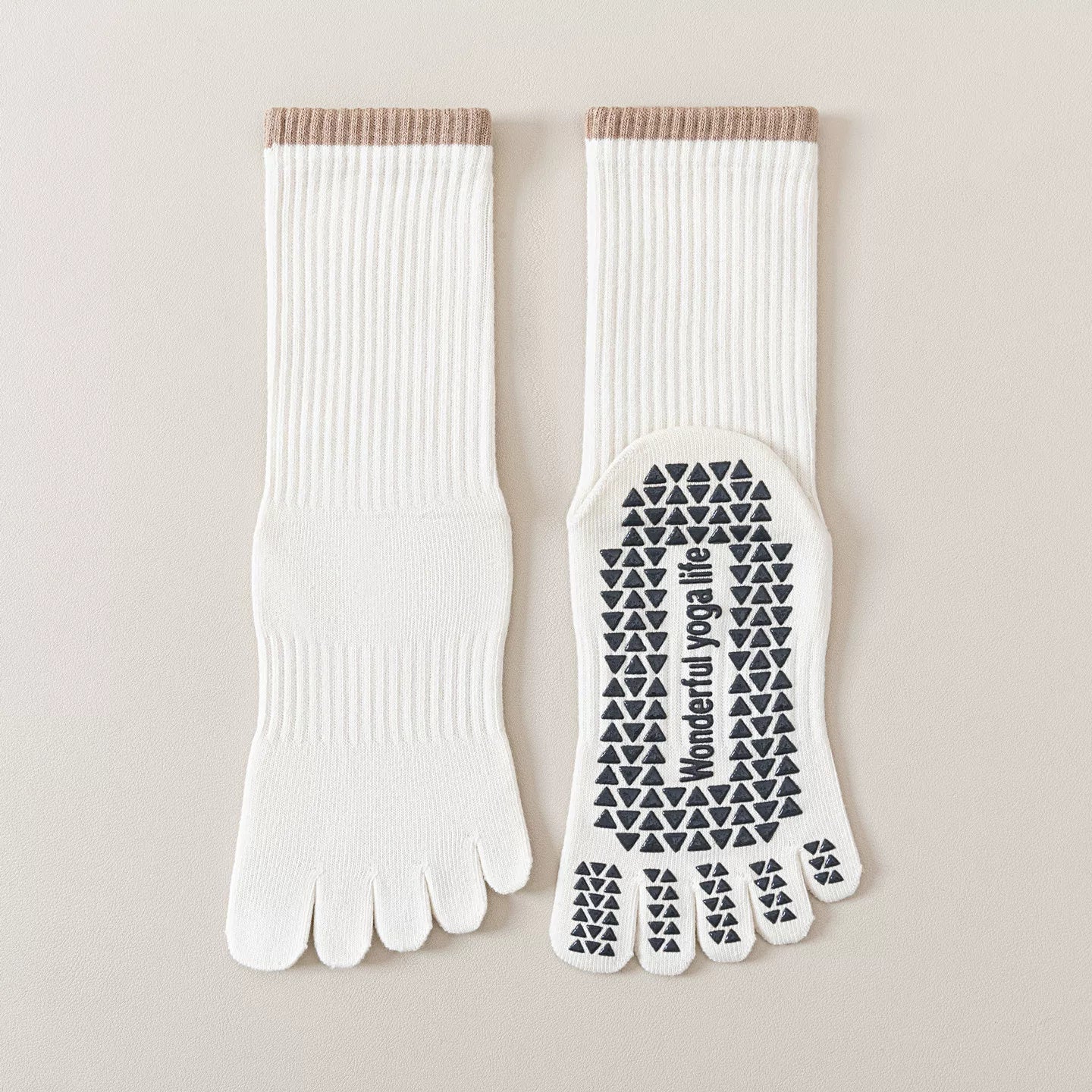 Findszx | Women’s Striped Five-Toe Yoga Socks with Grip for Pilates, Dance & Indoor Fitness