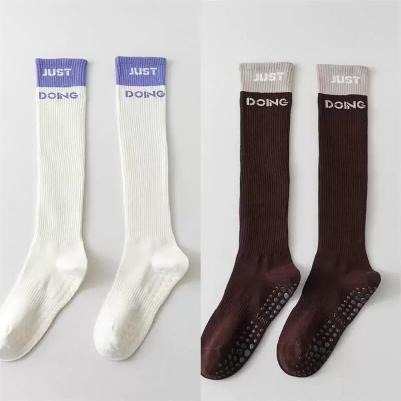 Findszx | Women’s Mid-Calf Cotton Yoga Socks with Grip for Pilates, Studio Training & Indoor Workouts