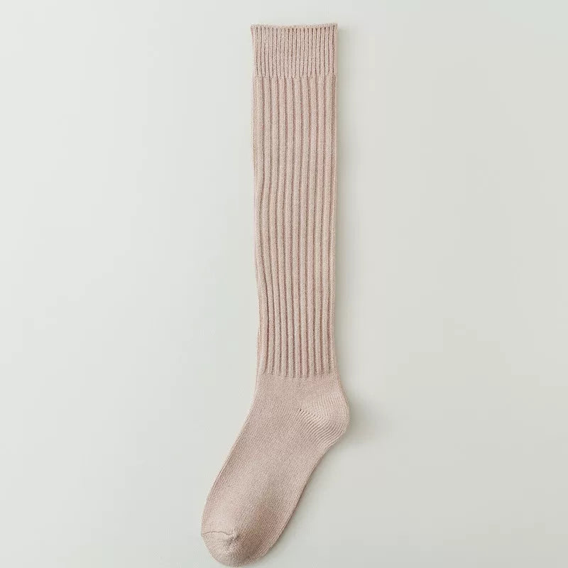 Findszx | Women’s Over-the-Knee Ribbed Cotton Socks with Soft Texture for Autumn & Winter Wear
