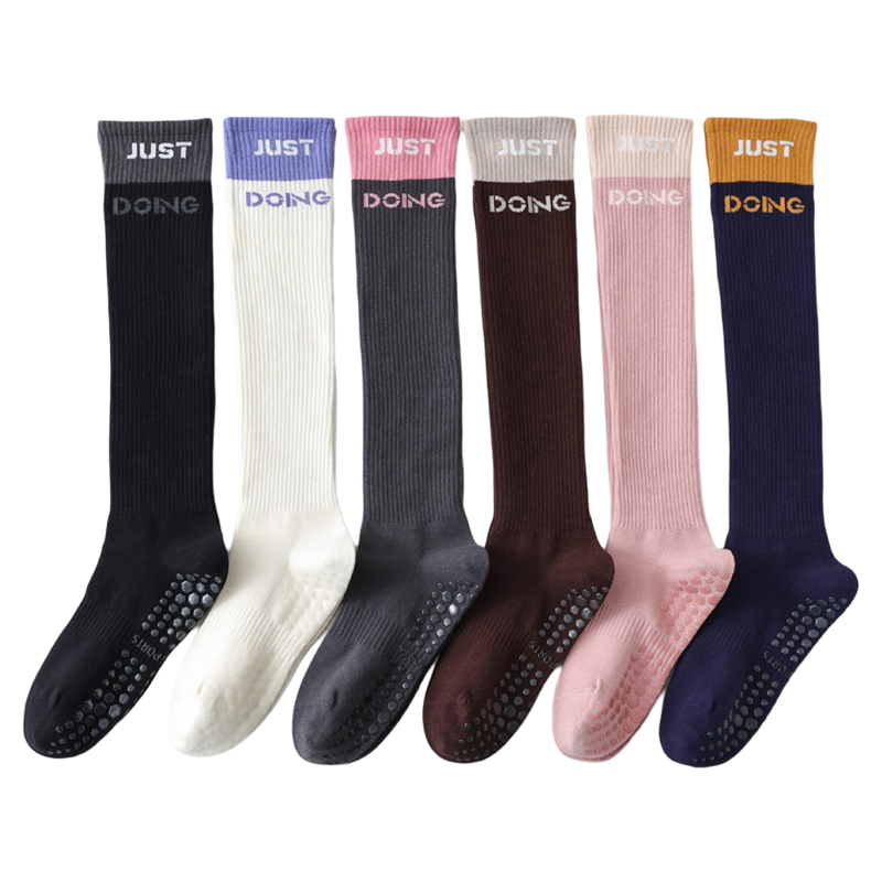 Findszx | Women’s Mid-Calf Cotton Yoga Socks with Grip for Pilates, Studio Training & Indoor Workouts