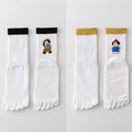 Findszx | Women’s Cartoon-Style Mid-Calf Five-Toe Yoga Socks with Grip for Pilates & Indoor Fitness
