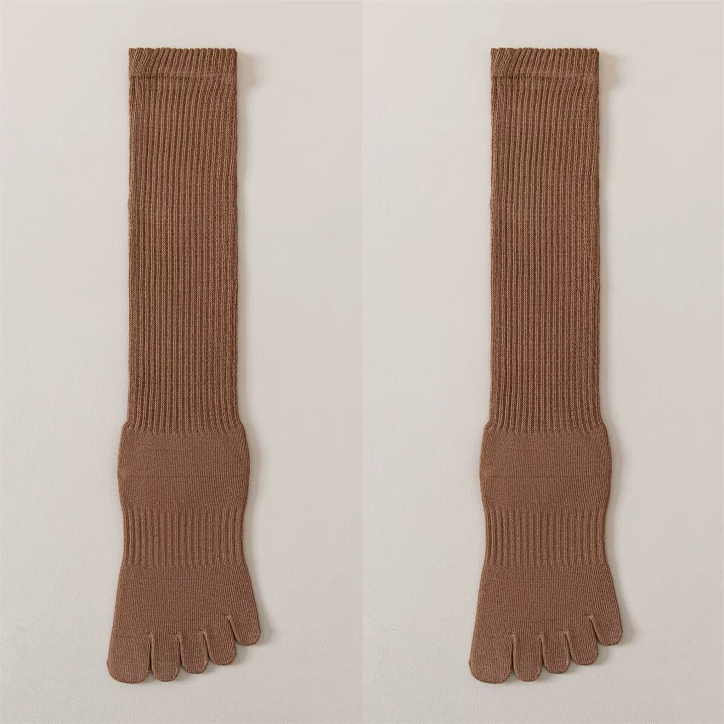 Findszx | Women’s Split-Toe Long Calf Socks in Warm Neutral Tones for Spring & Autumn Styling