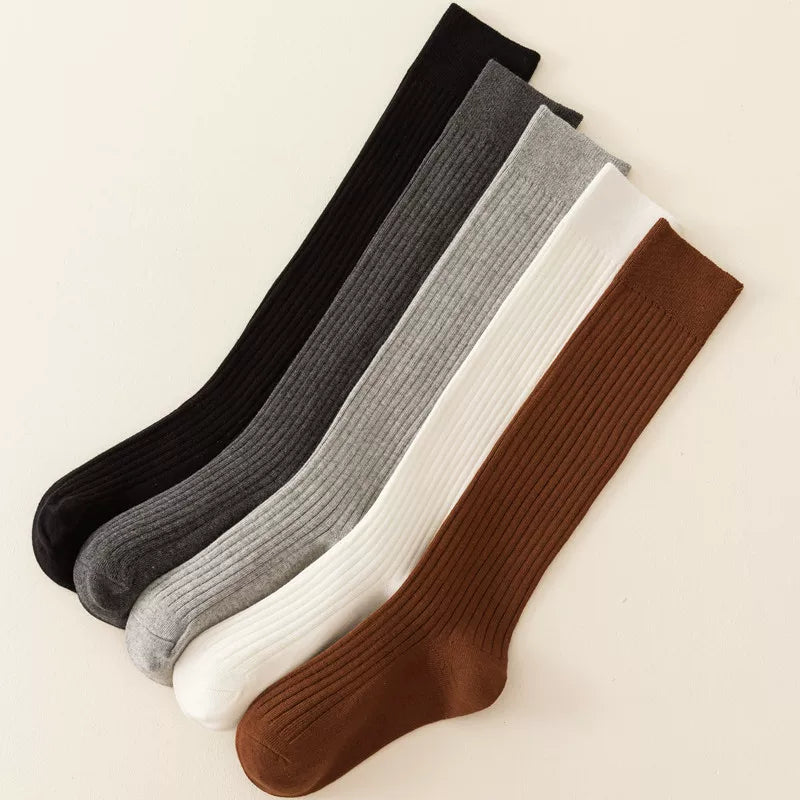 Autumn And Winter Ballet Wide Calf Socks For Women, Korean Version Jk Thickened Long Over-The-Knee Socks, Slim Vertical Strips, Non-Slip High Socks, Cotton