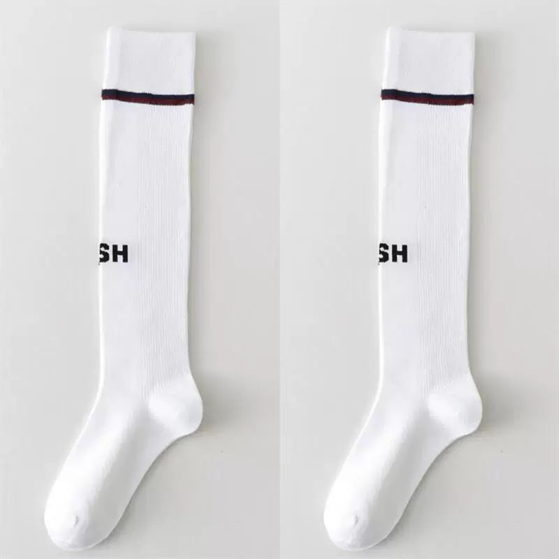 Findszx | Letter Detail Mid-High Calf Socks for Women, Striped Knit Design, Versatile Everyday Style
