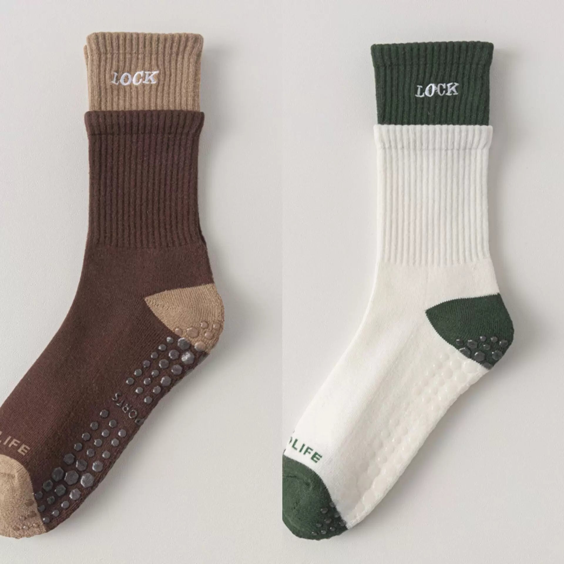 Findszx | Women’s Cushioned Mid-Calf Cotton Yoga Socks with Grip for Pilates & Indoor Fitness