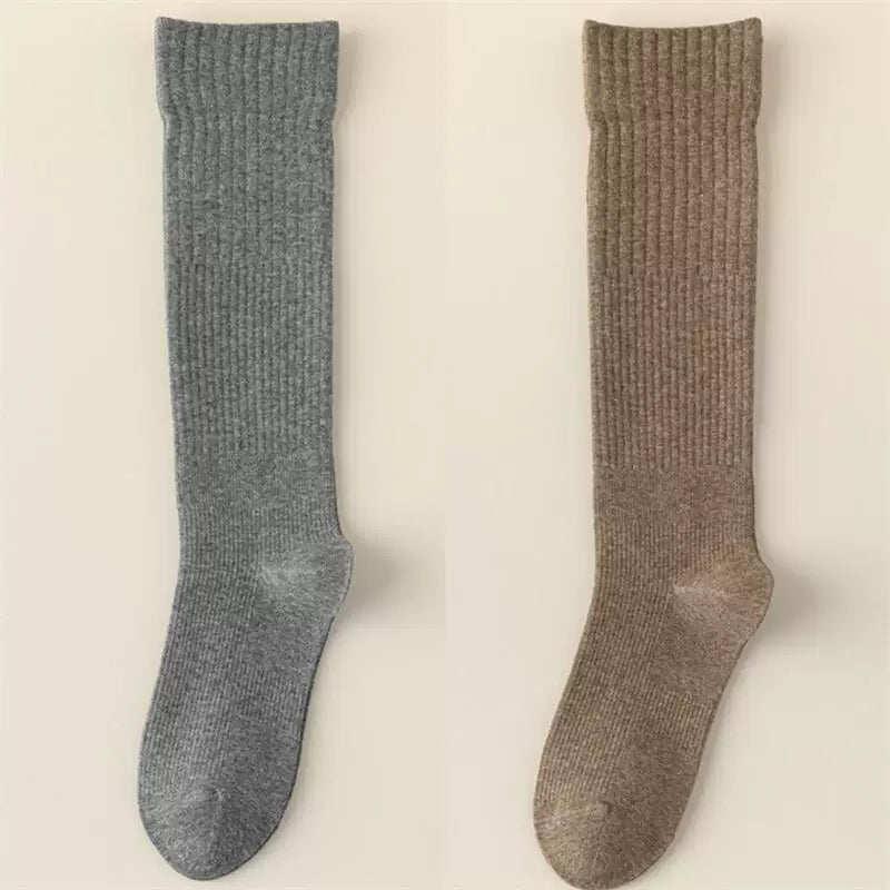 Findszx | Women’s Striped Knee-Length Cotton Socks with Seamless Knit for Spring & Autumn Wear