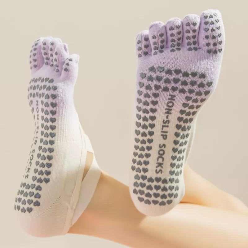 Findszx | Women’s Strapped Five-Toe Yoga Socks with Grip for Pilates, Dance & Indoor Fitness