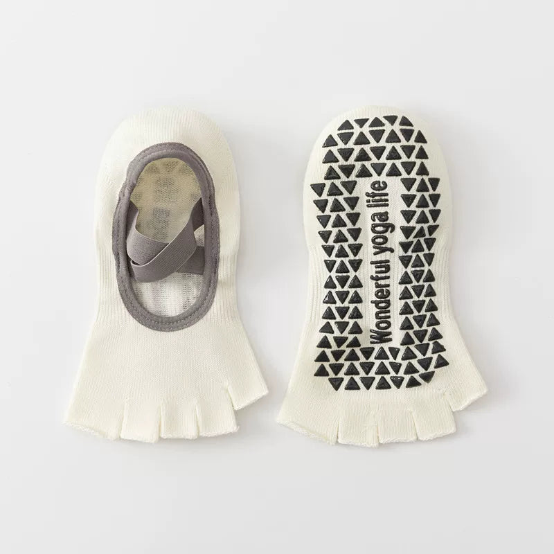 Findszx | Women’s Short-Cuff Open-Toe Five-Toe Yoga Socks with Grip for Pilates & Indoor Fitness