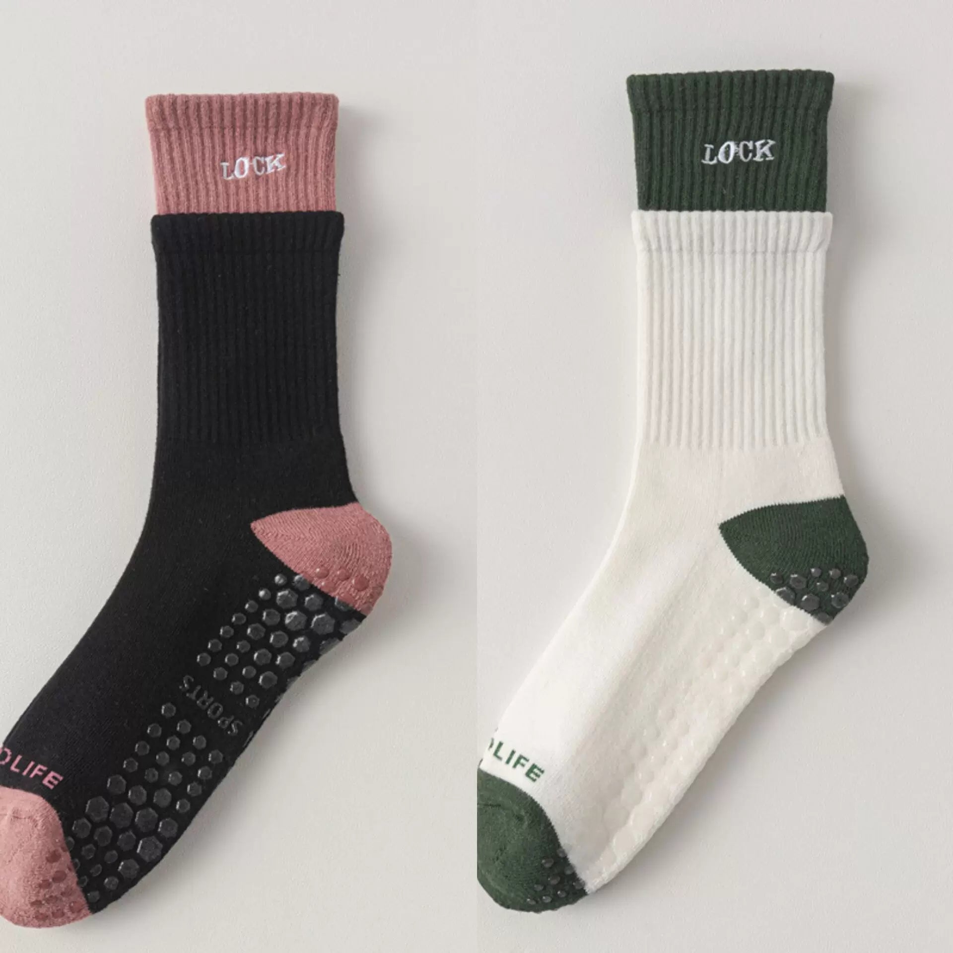 Findszx | Women’s Cushioned Mid-Calf Cotton Yoga Socks with Grip for Pilates & Indoor Fitness