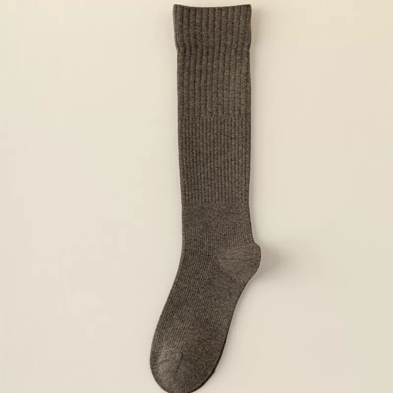 Findszx | Women’s Striped Knee-Length Cotton Socks with Seamless Knit for Spring & Autumn Wear