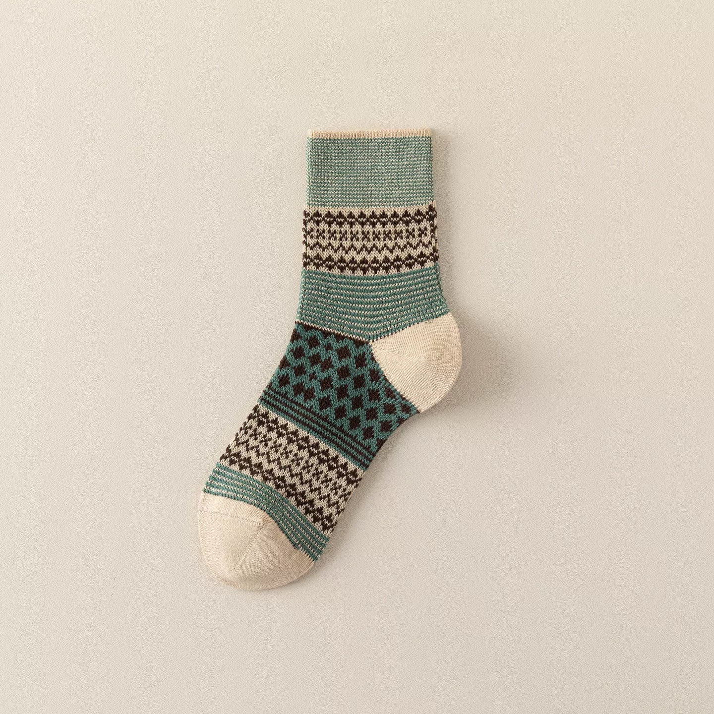 Findszx | Women’s Mid-Calf Cotton Socks with Double-Knit Pile Texture for Autumn & Winter Wear