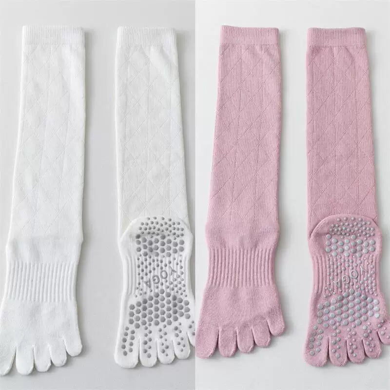Findszx | Women’s Lightweight Long-Calf Five-Toe Yoga Socks with Grip for Pilates & Indoor Training
